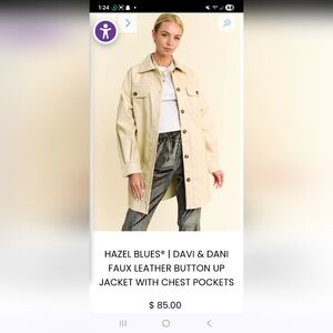 DAVI & DANI FAUX LEATHER BUTTON UP JACKET WITH CHEST POCKETS Size Medium W Tags